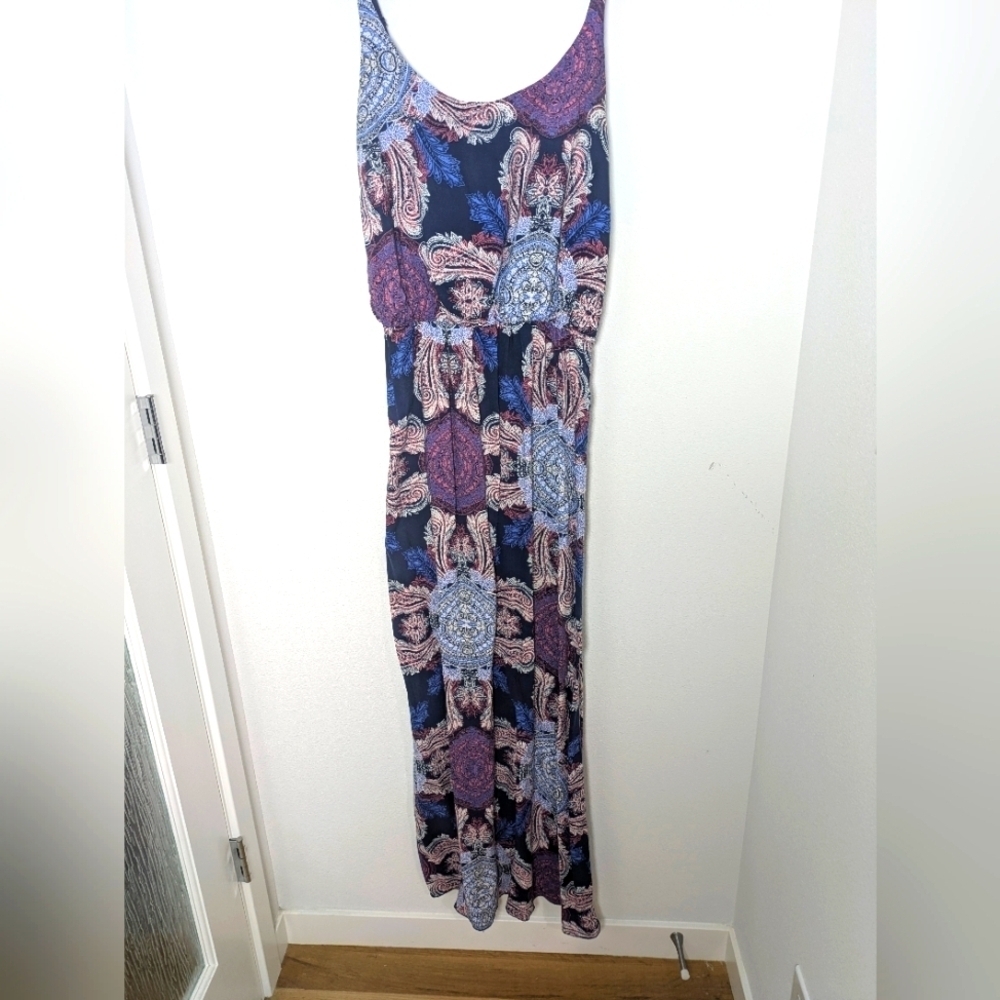 Vero Moda Sleeveless Geometric Maxi Dress Colorful Blue Bohemian Size M